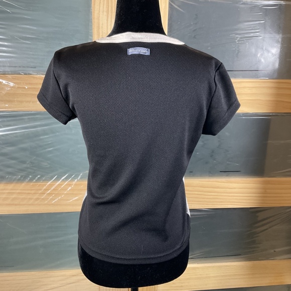 Bum Equipment Black Short Sleeved Shirt With A White & Grey Side Stripe/Vintage - Picture 3 of 7